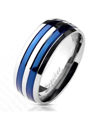 Bungsa Fingerring Ring gestreift aus Titan Unisex (Ring, 1-tlg), Damen Herren - Verkäufer: