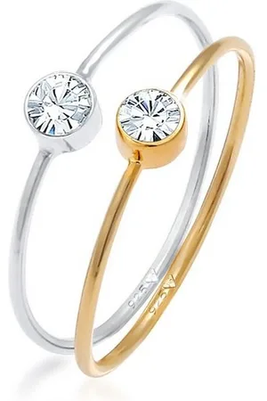 Elli Ring-Set Solitär Kristalle (2 tlg) 925 Bicolor, Ring Set - Verkäufer: JULIE & GRACE GmbH