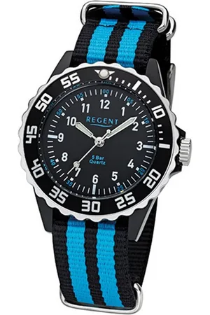 Regent Quarzuhr Kinder Jugend-Armbanduhr , (Analoguhr), Kinder, Jugend Armbanduhr rund, mittel (ca. 33mm) Textil, Stoffarmband - Verkäufer: Fit4Style Silberschmuck - IMPPAC