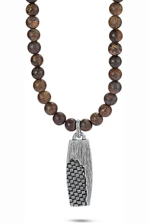 Kingka Kette mit Anhänger "WOVEN" Kette, 925 Sterling Silber im verwobenen Rattan Design, Anhänger nicht abnehmbar - Verkäufer: