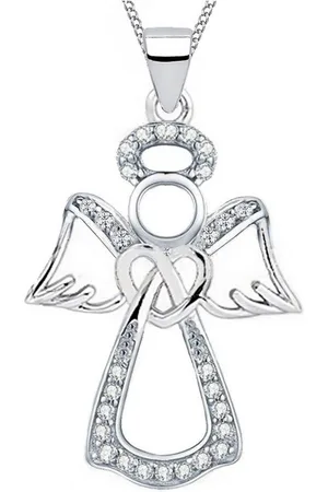 Goldene Hufeisen Kette mit Anhänger Mädchen Kinder Schutzengel Anhänger mit Kette aus 925 Sterling Silber (2-tlg, inkl. Etui), Schmuck Geschenk, mit Zirkonia Steine - Verkäufer: