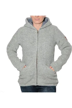Kunst und Magie Longstrickjacke Klassische Damen Strickjacke Wolle Jacke+Fleecefutter Zipfelkapuze - Verkäufer: