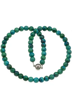 Bella Carina Perlenkette Kette mit Chrysokoll Perlen türkis 8 mm, Magnetverschluss - Verkäufer: