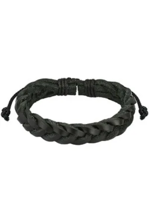 Bungsa Armband Armband geflochten aus Leder Unisex (1 Armband, 1-tlg), Bracelet Armschmuck - Verkäufer: