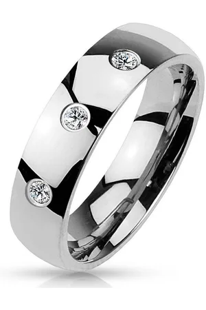 Bungsa Fingerring Ring drei gefasste Kristalle Silber aus Edelstahl Unisex (Ring, 1-tlg), Frauen Mädchen - Verkäufer: