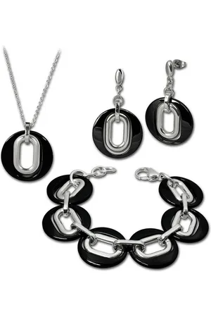Amello Schmuckset Edelstahlschmuckset Keramik schwarz (3-tlg., Schmucksets), Damen Schmucksets, Edelstahl (Stainless Steel), Farbe: , s - Verkäufer: Fit4Style Silberschmuck - IMPPAC