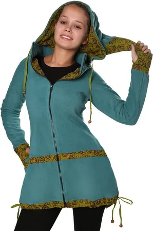Kunst und Magie Kurzjacke Kunst&Magie kurzer Damenmantel Fleece+abnehmbarer Zipfelkapuze Fairy - Verkäufer: