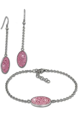 Amello Schmuckset Edelstahl Schmuckset CZ pink (2-tlg., Schmucksets), Damen Schmucksets, Edelstahl (Stainless Steel), Farbe: rosa - Verkäufer: Fit4Style Silberschmuck - IMPPAC