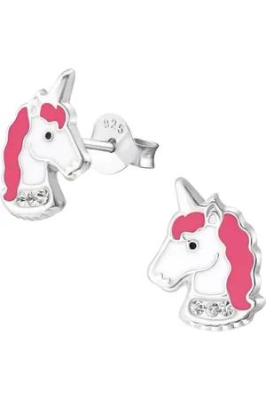 Goldene Hufeisen Paar Ohrstecker Mädchen Ohrstecker Einhorn Pferd Kinder Ohrringe 925 Silber (1 Paar, inkl. Etui), mit Emaille und Kristalle - Verkäufer: