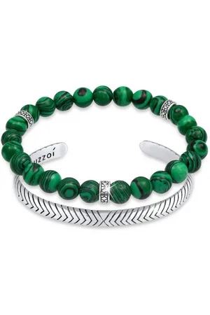 Kuzzoi Armreif Herren Malachit Stein Armreif Oxidiert 925er (2 tlg) - Verkäufer: JULIE & GRACE GmbH