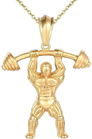 Karisma Kette mit Anhänger Männer Edelstahl Collier Anhänger Halskette -, Sportler Man Hantel Gewicht - CSP1008 - Gold - Verkäufer: Schmuck