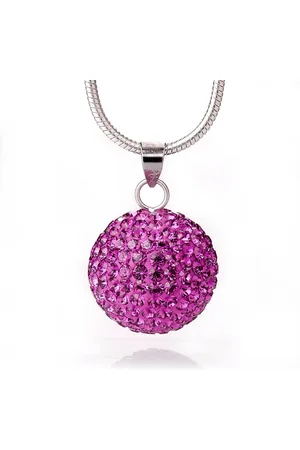Karisma Kette mit Anhänger Damen Anhänger Kugel Und Silber Kette 925 rhodiniert, Mit Kristall Elements 15mm - Pink - Verkäufer: Schmuck