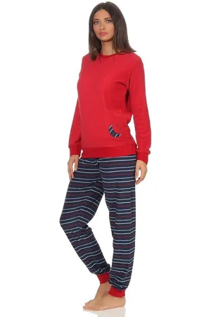 Normann Pyjama Damen Frottee Pyjama mit Bündchen und Mond und Sterne Applikation - Verkäufer: Fairway