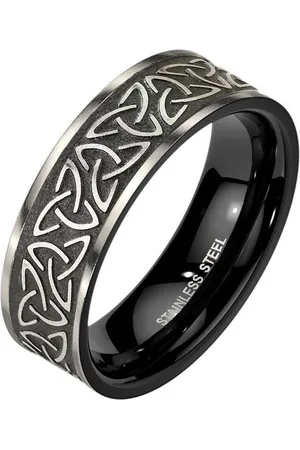 Bungsa Fingerring Ring Keltenknoten Silber/Schwarz aus Edelstahl Unisex (Ring, 1-tlg), Unisex - Verkäufer: