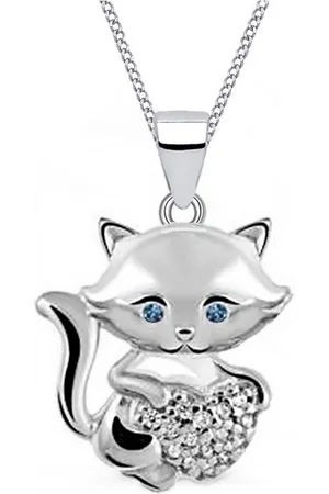 Goldene Hufeisen Kette mit Anhänger Herz Katze Kätzchen 45cm Halskette 925 Silber mit Zirkonia (2-tlg, inkl. Etui), Damen, Herren Katzen-Schmuck - Verkäufer: