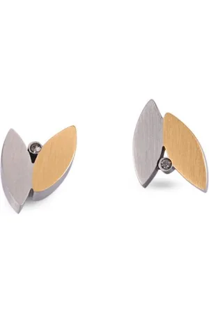 Kingka Paar Creolen "Classic Line" Bi Color Ohrstecker "LEAVES", mit Zirkonia - Verkäufer: