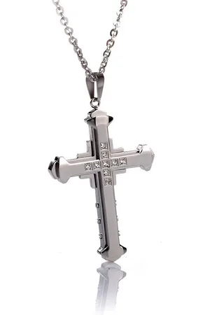 Karisma Kette mit Anhänger Edelstahl Anhänger Kreuz Massiv mit Zirkonia Steine, Edelstahl Kette - Herrenschmuck - 50.0 Zentimeter - Verkäufer: Schmuck