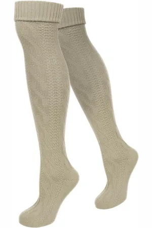 Normani Trachtensocken Trachten-Kniestrümpfe mit Leinen (1 Paar) traditionelles Zopfstrickmuster - Verkäufer: