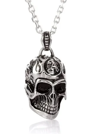 Karisma Kette mit Anhänger Massiv Edelstahl Totenkopf Anhänger XL mit Edelstahl Kette, Höhe 41mm - P5075 - 55 Zentimeter - Verkäufer: Schmuck