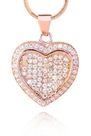 Karisma Kette mit Anhänger Damen Anhänger 2 Herze Silber 925 - Rosé Gold beschichtet, mit Silber Kette 925 und Zirkonia Steinen - HSP.RG05 - 42.0 cm - Verkäufer: Schmuck