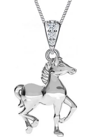 Goldene Hufeisen Kette mit Anhänger Pferd Damen Mädchen Anhänger mit Halskette aus 925 Sterling Silber (2-tlg, inkl. Etui), mit Zirkonia - Verkäufer: