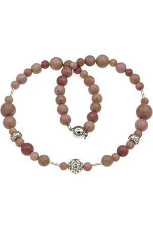 Bella Carina Perlenkette Kette mit Rhodochrosit und 925 Silber Perlen, Mit Rhodochrosit und Silber Perlen - Verkäufer: