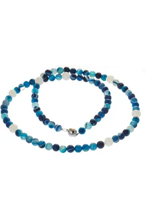 Bella Carina Perlenkette Lange Kette blauer Achat mit Mondstein - Verkäufer: