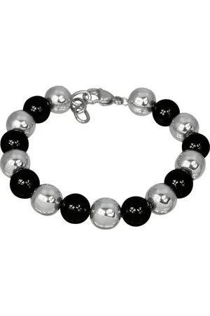Amello Edelstahlarmband Kugeln Armband silber schwarz (Armband), Armbänder für Damen Edelstahl (Stainless Steel) - Verkäufer: Fit4Style Silberschmuck - IMPPAC