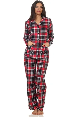 Normann Pyjama Damen Pyjama in Karo Optik zum durchknöpfen in Single Jersey Qualität - Verkäufer: Fairway