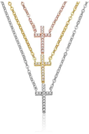 Karisma Kette mit Anhänger 3-Reihige Silber Kette 925 3-Farben Gelbgold Roségold Silber, rhodiniert 3 Kreuze - Verkäufer: Schmuck