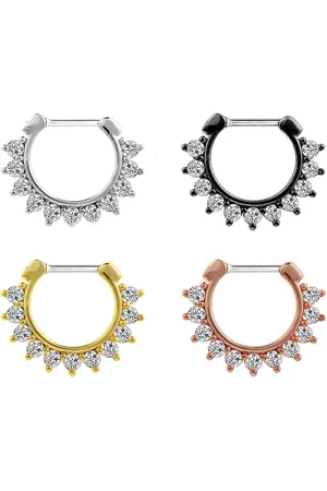 Karisma Piercing-Set Titan G23 Septum Clicker Segment Ring Nasenring, Nasenpiercing Zirkonia- 1,2x8mm tsc-h009 - Schwarz - Verkäufer: Schmuck