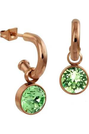 Amello Paar Ohrhänger Ohrringe Edelstahl Ohrhänger grün (Ohrhänger), Damen Ohrhänger Edelstahl, vergoldet (Roségold 333) rosegold, hellgrün - Verkäufer: Fit4Style Silberschmuck - IMPPAC
