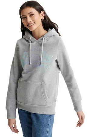 Superdry Hoodie Hoody Damen VL STITCH SEQUIN ENTRY HOOD BR Grey Marl - Verkäufer: Fashioncode