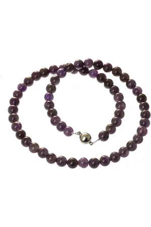 Bella Carina Perlenkette Kette mit Amethyst Perlen 8 mm, Magnetverschluss - Verkäufer: