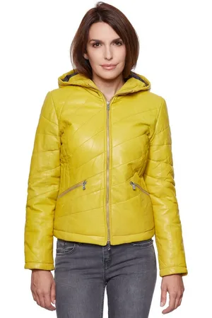 Jilani Lederjacke Kiko #KJ - Damen Lederjacke Steppjacke Lammnappa lemon - Verkäufer: Lederjacken24