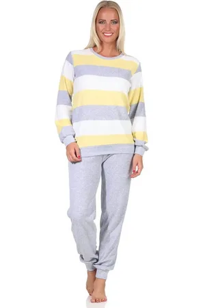 Normann Pyjama Damen Frottee Pyjama lang mit Bündchen in einer tollen Streifenoptik - Verkäufer: Fairway