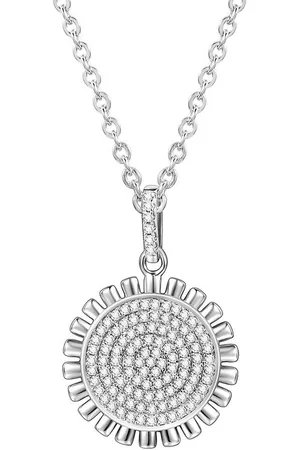 Karisma Kette mit Anhänger Collier Damen Sterling Silber 925 Anhänger Kette Zirkonia, Weiss 18mm HS-CS50 Farbwahl - Silber Rhodiniert - Verkäufer: Schmuck