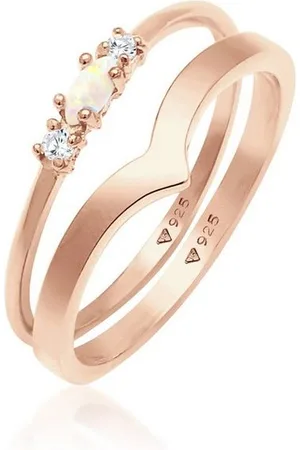 Elli Ring-Set Marquise Opal Zirkonia Dreieck (2 tlg) 925 Silber, Ring Set - Verkäufer: JULIE & GRACE GmbH