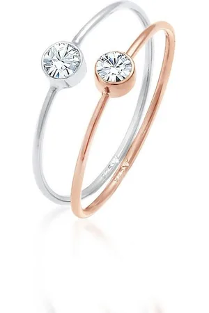 Elli Ring-Set Solitär Kristalle (2 tlg) 925 Bicolor, Ring Set - Verkäufer: JULIE & GRACE GmbH