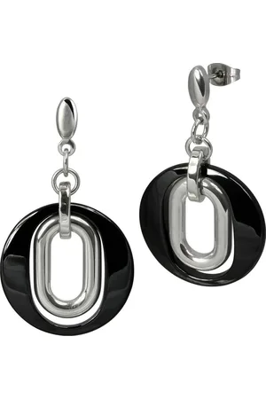 Amello Paar Ohrhänger Ohrringe Edelstahl Keramik (Ohrhänger), Damen Ohrhänger Magic Edelstahl (Stainless Steel), silberfarben, schwa - Verkäufer: Fit4Style Silberschmuck - IMPPAC
