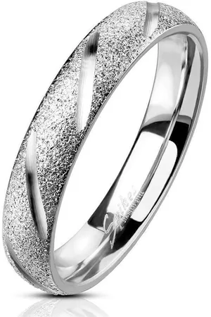 Bungsa Fingerring Ring sand-gestrahlt Diamant Cut Silber aus Edelstahl Unisex (Ring, 1-tlg), Damen Herren - Verkäufer: