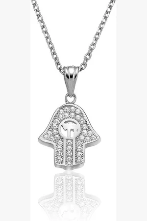 Karisma Kette mit Anhänger Damen Silber 925 Anhänger Fatima Hand Hamsa Collier Kette 45cm, Verlängerung 5cm - Silber Rhodiniert - Verkäufer: Schmuck