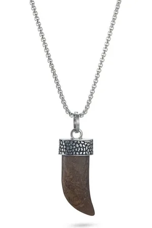 Kingka Kette mit Anhänger Stein Zahn Anhänger mit Kette REPTILE, mit Bronzit - Verkäufer: