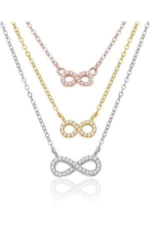 Karisma Kette mit Anhänger 3-Reihige Silber Kette 925 3-Farben Gelbgold Roségold, Silber rhodiniert Unendlichkeit Infinity - Verkäufer: Schmuck