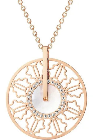 Karisma Collier Damen Edelstahl Anhängerkette Collier Ornament Chakra Perlmutt, Zirkonia 80cm Lang CQD107 - Roségold - Verkäufer: Schmuck