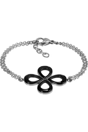 Amello Edelstahlarmband Blume Armband silber schwarz (Armband), Armbänder für Damen Edelstahl (Stainless Steel) - Verkäufer: Fit4Style Silberschmuck - IMPPAC