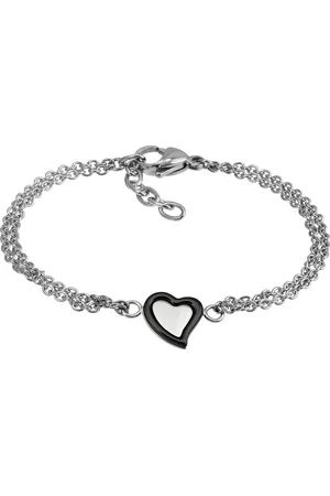 Amello Edelstahlarmband Herz Armband silber schwarz (Armband), Armbänder für Damen Edelstahl (Stainless Steel) - Verkäufer: Fit4Style Silberschmuck - IMPPAC