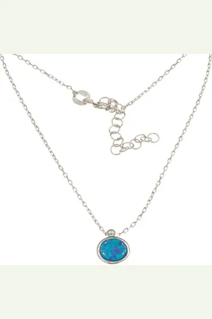 Bella Carina Kette mit Anhänger Anhänger Opal 7,5 mm blau mit Kette 925 Silber - Verkäufer: