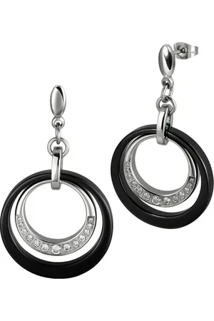 Amello Paar Ohrhänger Ohrringe Edelstahl Keramik (Ohrhänger), Damen Ohrhänger Edelstahl (Stainless Steel), in silberfarben, schwarz - Verkäufer: Fit4Style Silberschmuck - IMPPAC