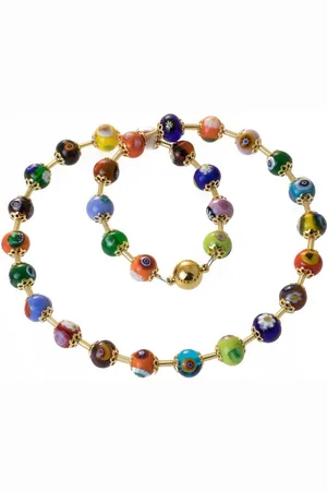 Bella Carina Perlenkette Kette mit Millefiori Murano Glas bunt, 8 mm Perlen 45 cm - Verkäufer: